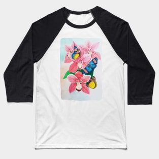 Watercolor Botanical Painted Beauty Butterfly Baseball T-Shirt